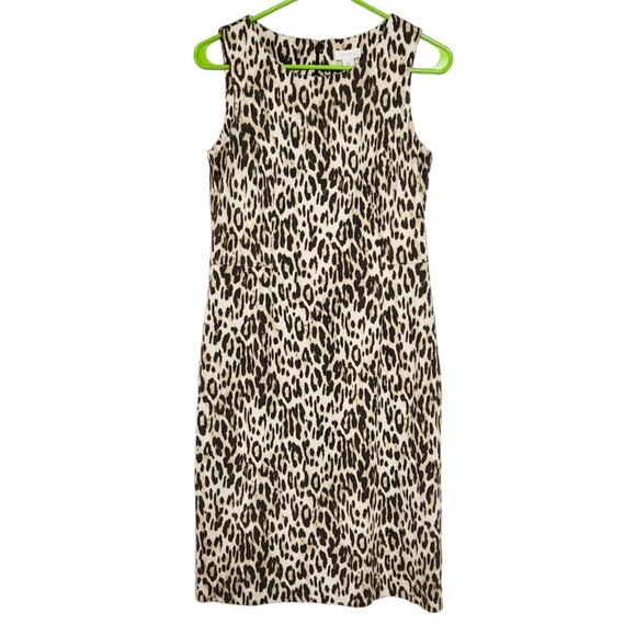 Chicos Womens Sz 0 Sheath Dress Sleeveless Animal Print Leopard Back Zip - Picture 1 of 4